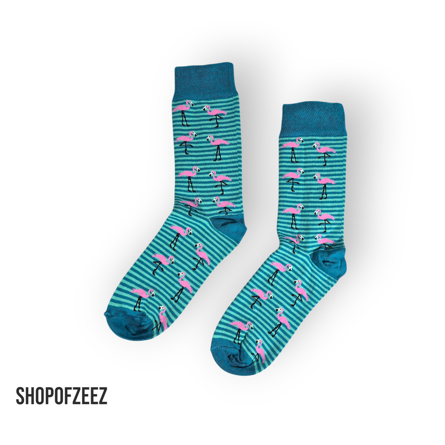 Flamingo mit gestreifte Socken