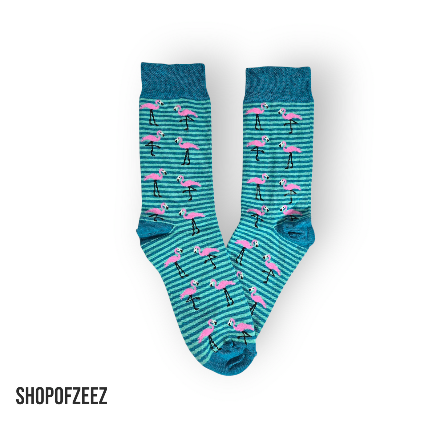 Flamingo mit gestreifte Socken