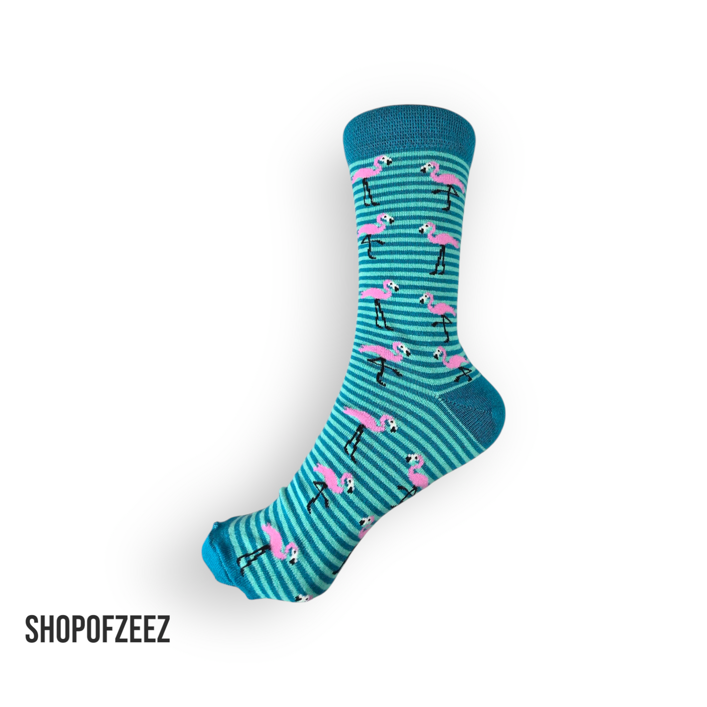 Flamingo mit gestreifte Socken