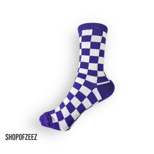 lila-weiß kariert Sportsocken, Einheitsgröße: 36-42