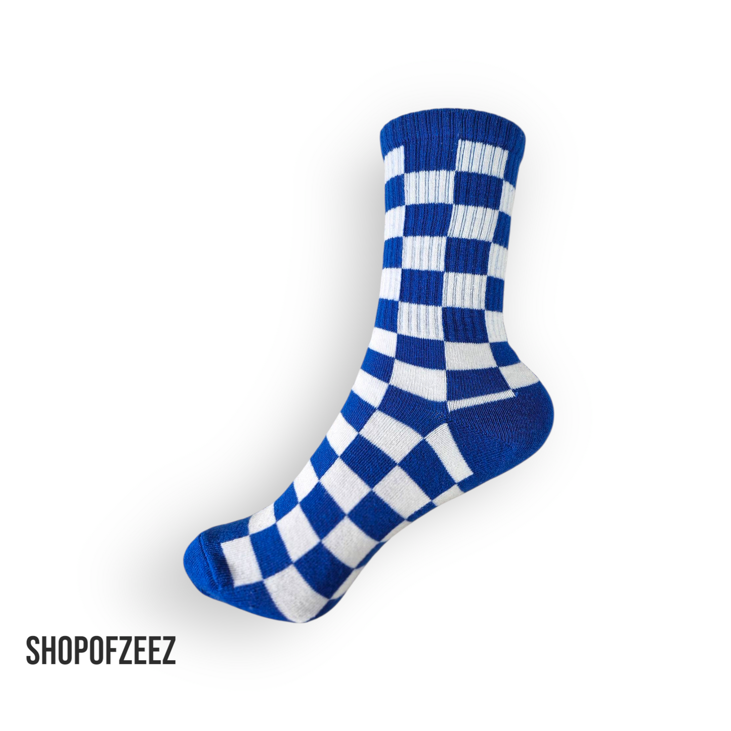 blau-weiß kariert Sportsocken, Einheitsgröße: 36-42