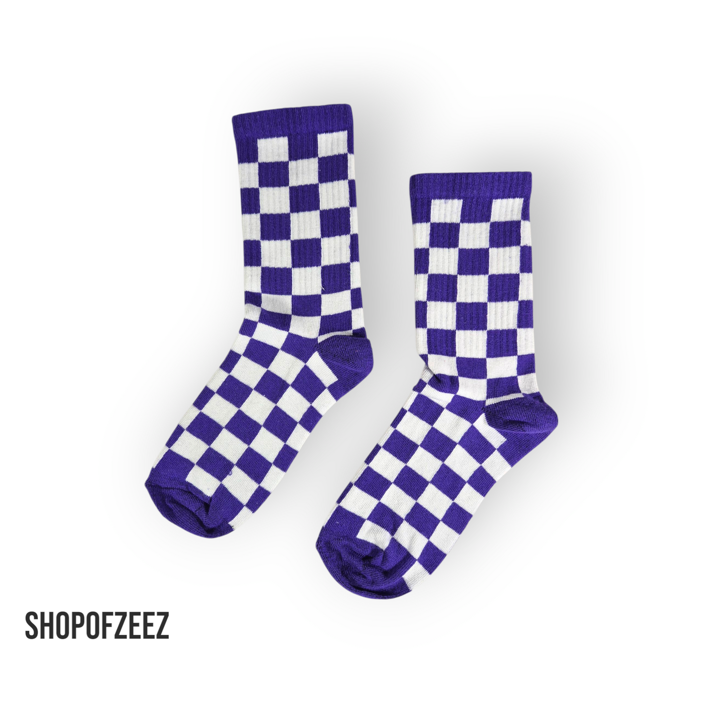lila-weiß kariert Sportsocken, Einheitsgröße: 36-42