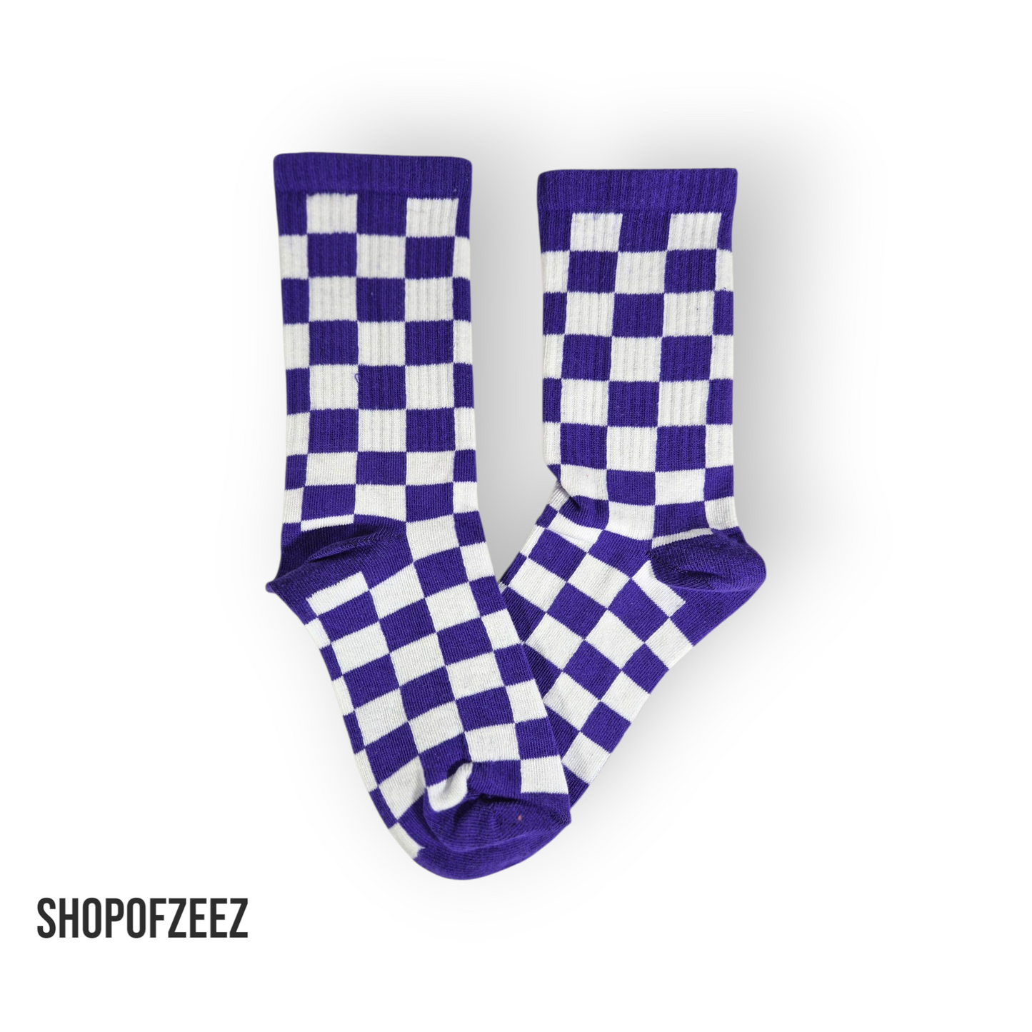 lila-weiß kariert Sportsocken, Einheitsgröße: 36-42