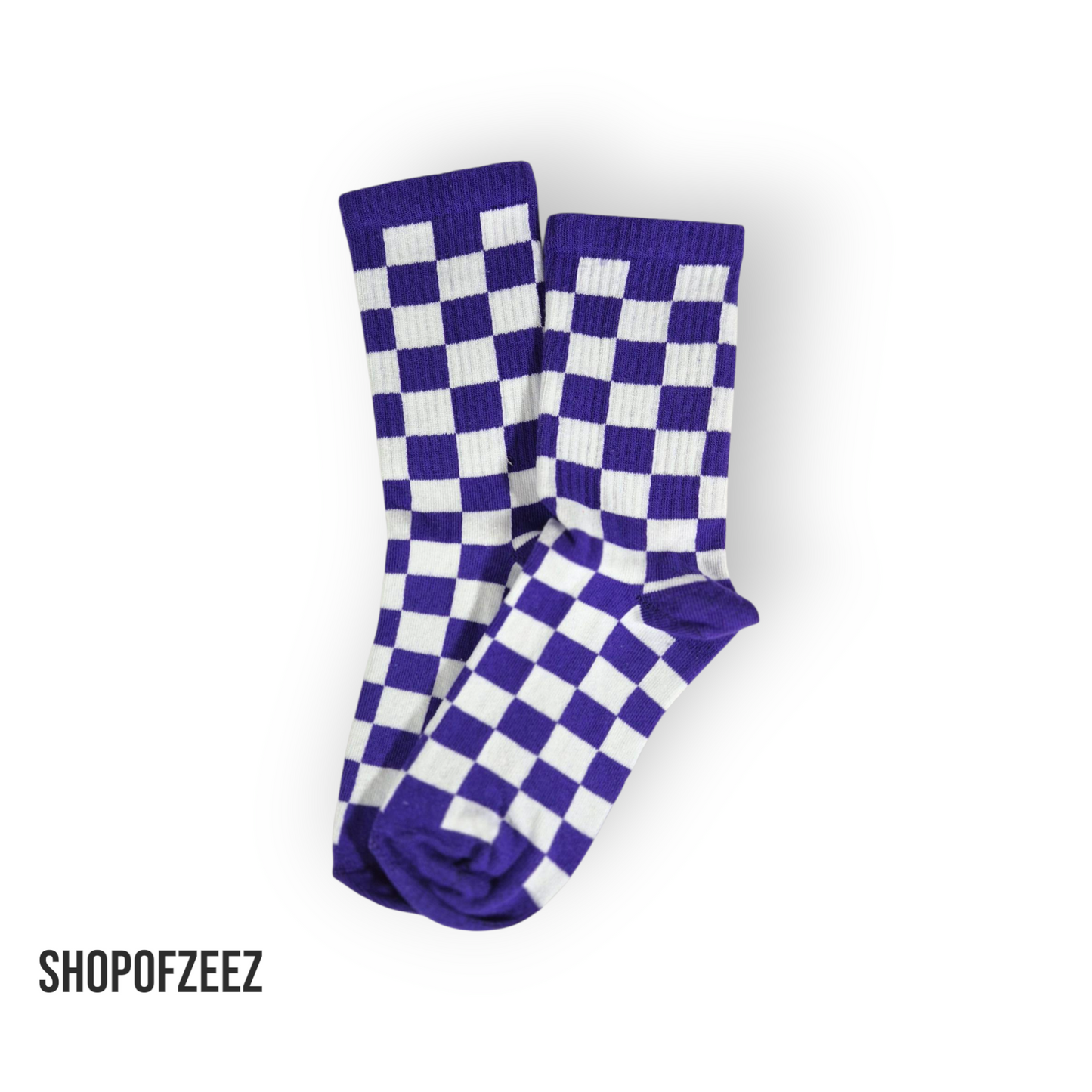 lila-weiß kariert Sportsocken, Einheitsgröße: 36-42