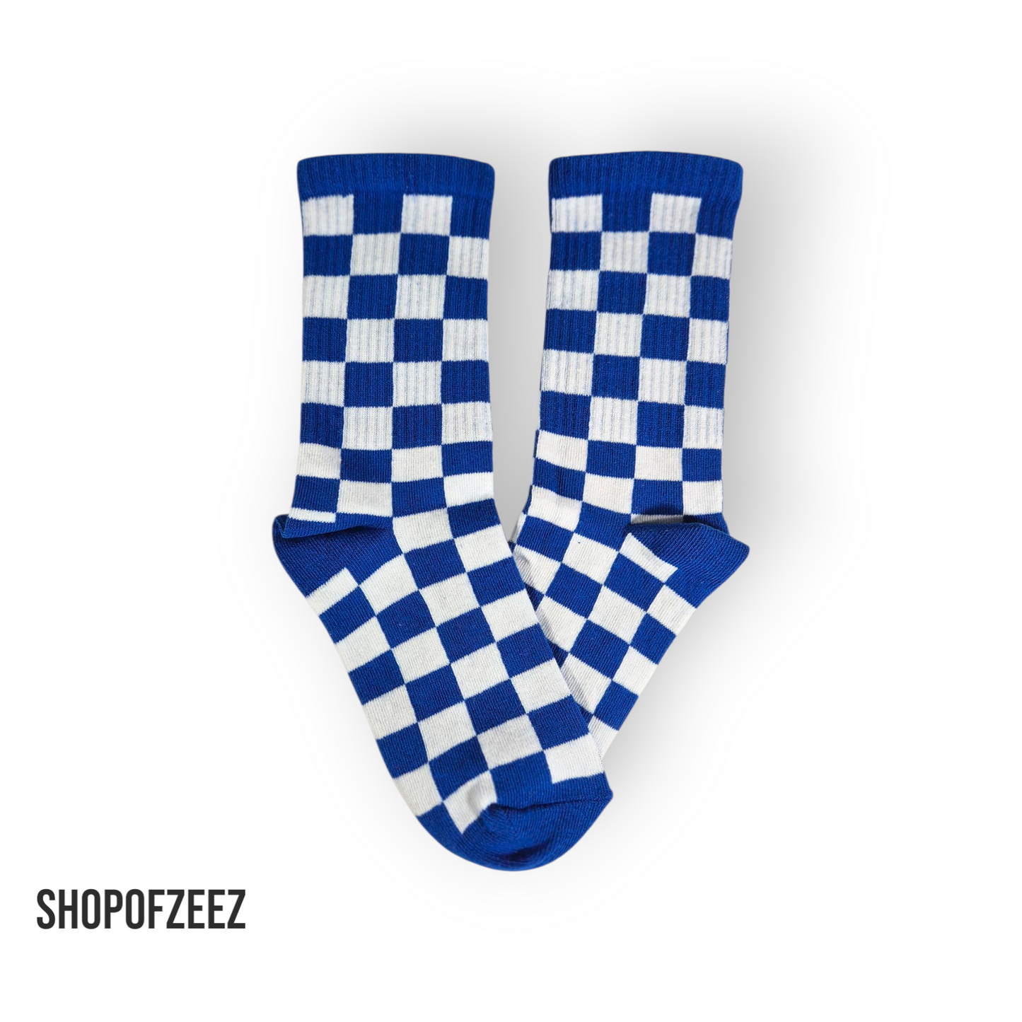 blau-weiß kariert Sportsocken, Einheitsgröße: 36-42