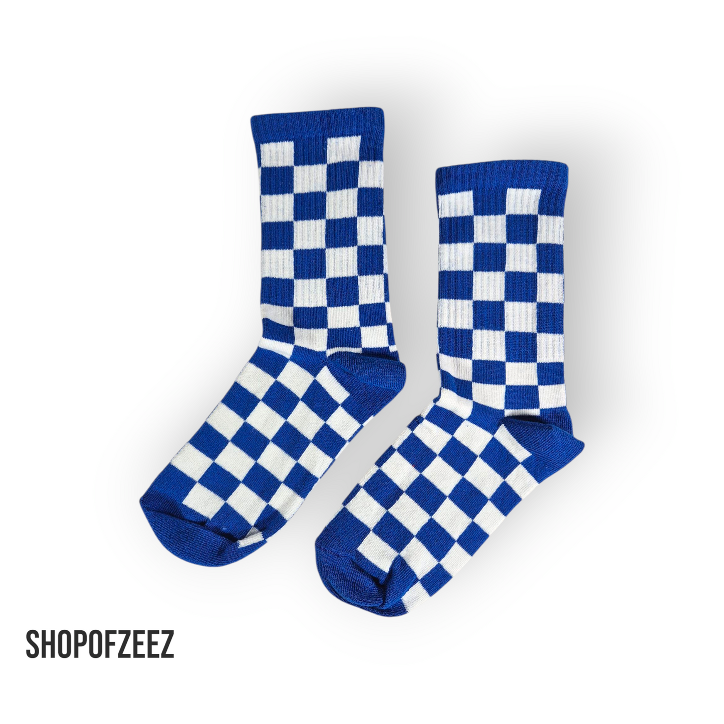 blau-weiß kariert Sportsocken, Einheitsgröße: 36-42
