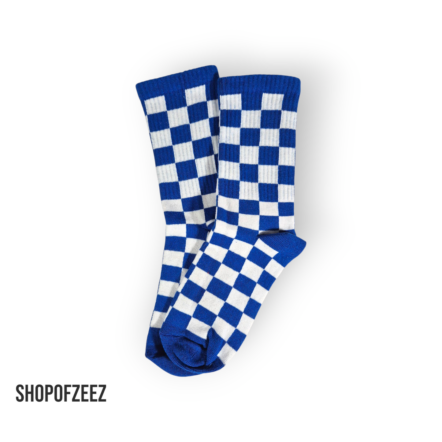 blau-weiß kariert Sportsocken, Einheitsgröße: 36-42