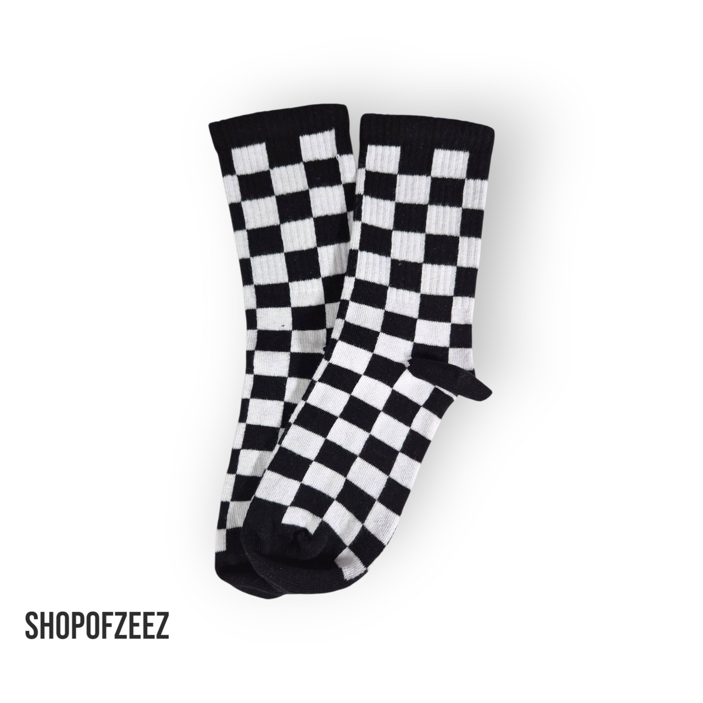 schwarz-weiß kariert Sportsocken, Einheitsgröße: 36-42