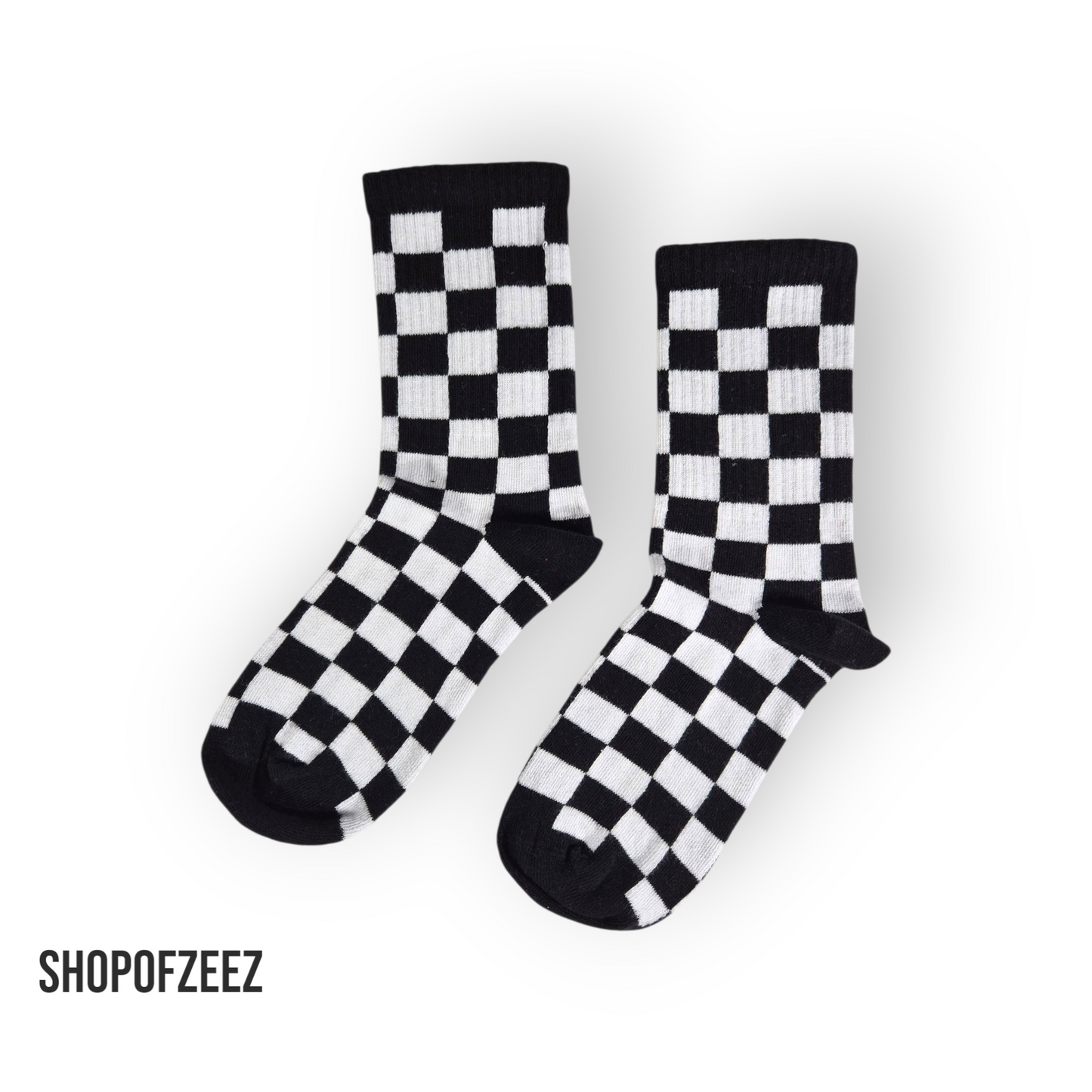 schwarz-weiß kariert Sportsocken, Einheitsgröße: 36-42