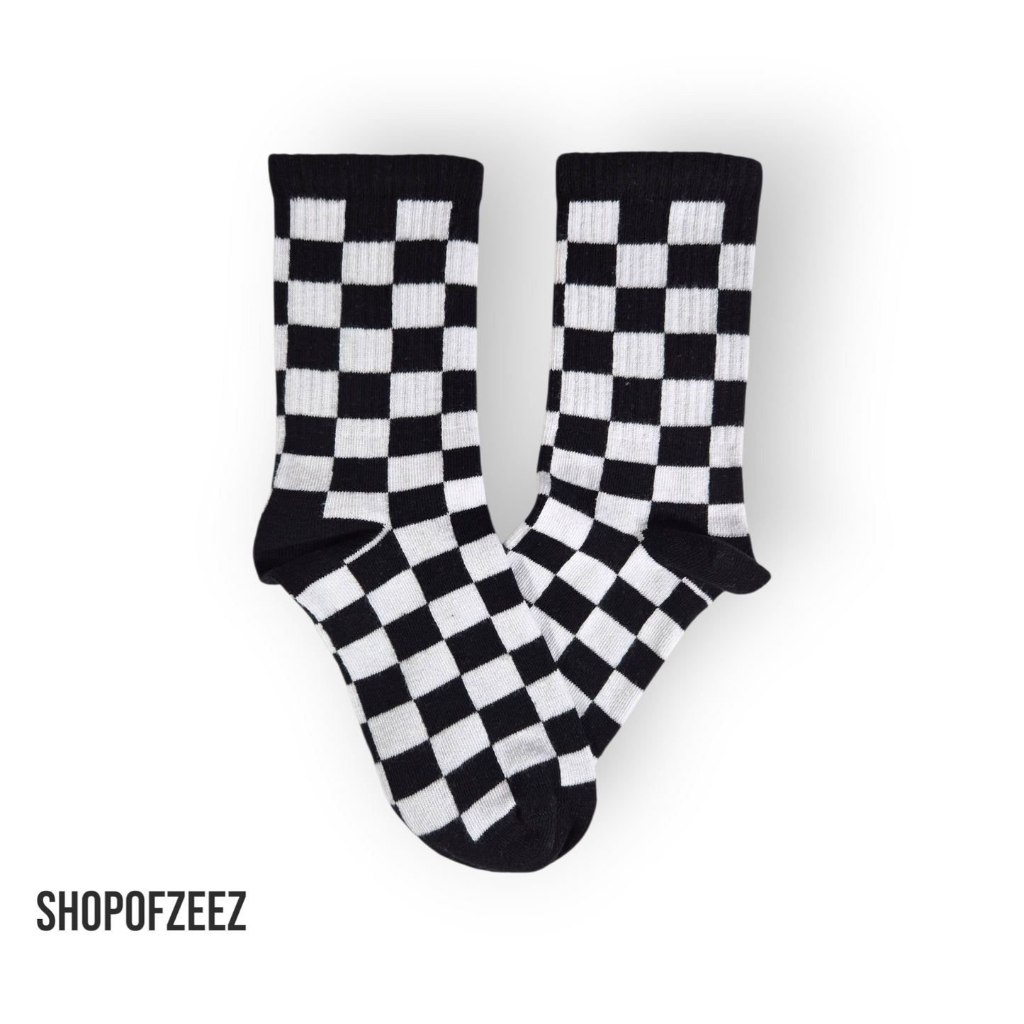 schwarz-weiß kariert Sportsocken, Einheitsgröße: 36-42