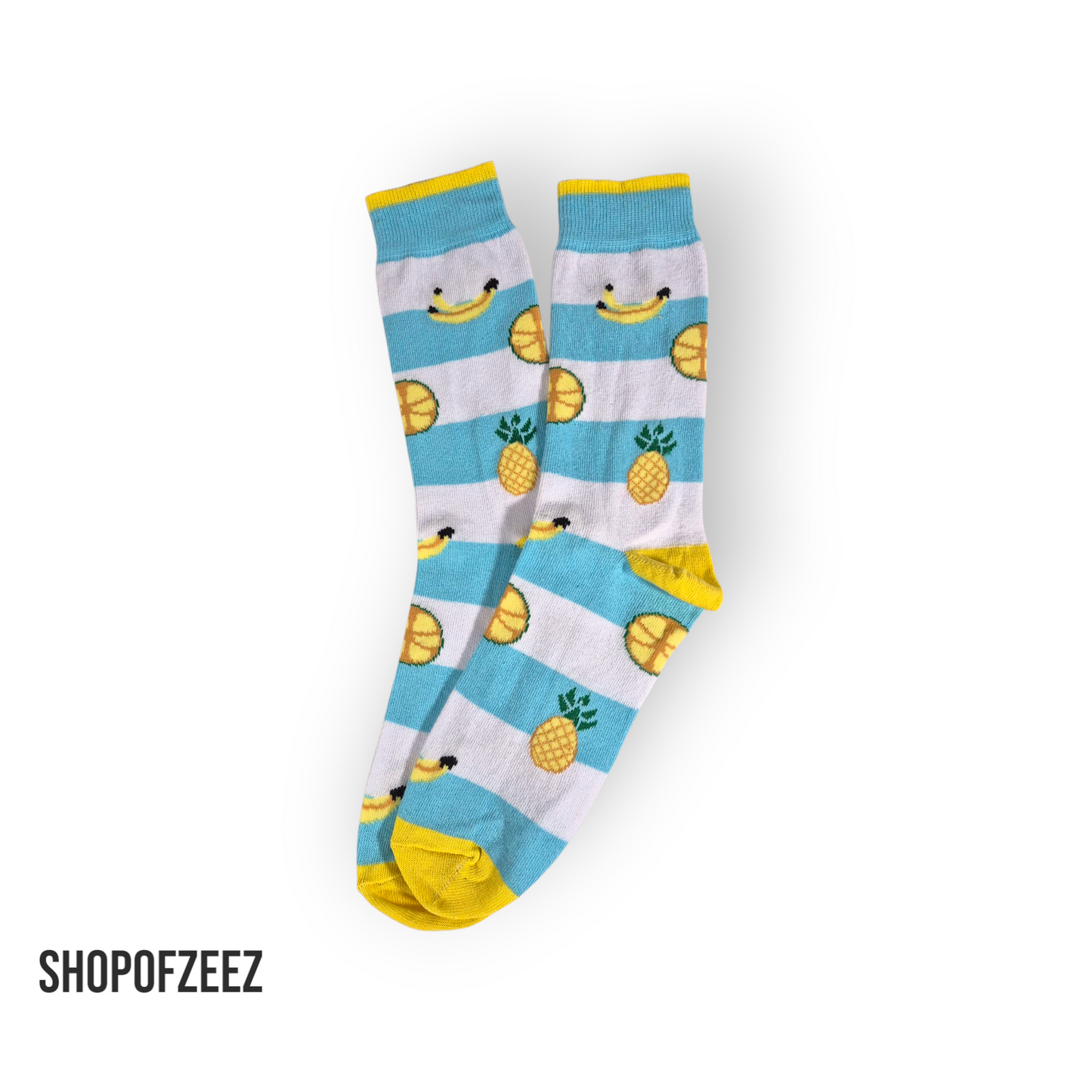 gestreifte Bananen, Ananas, Zitrone Socken, Einheitsgröße: 36-42