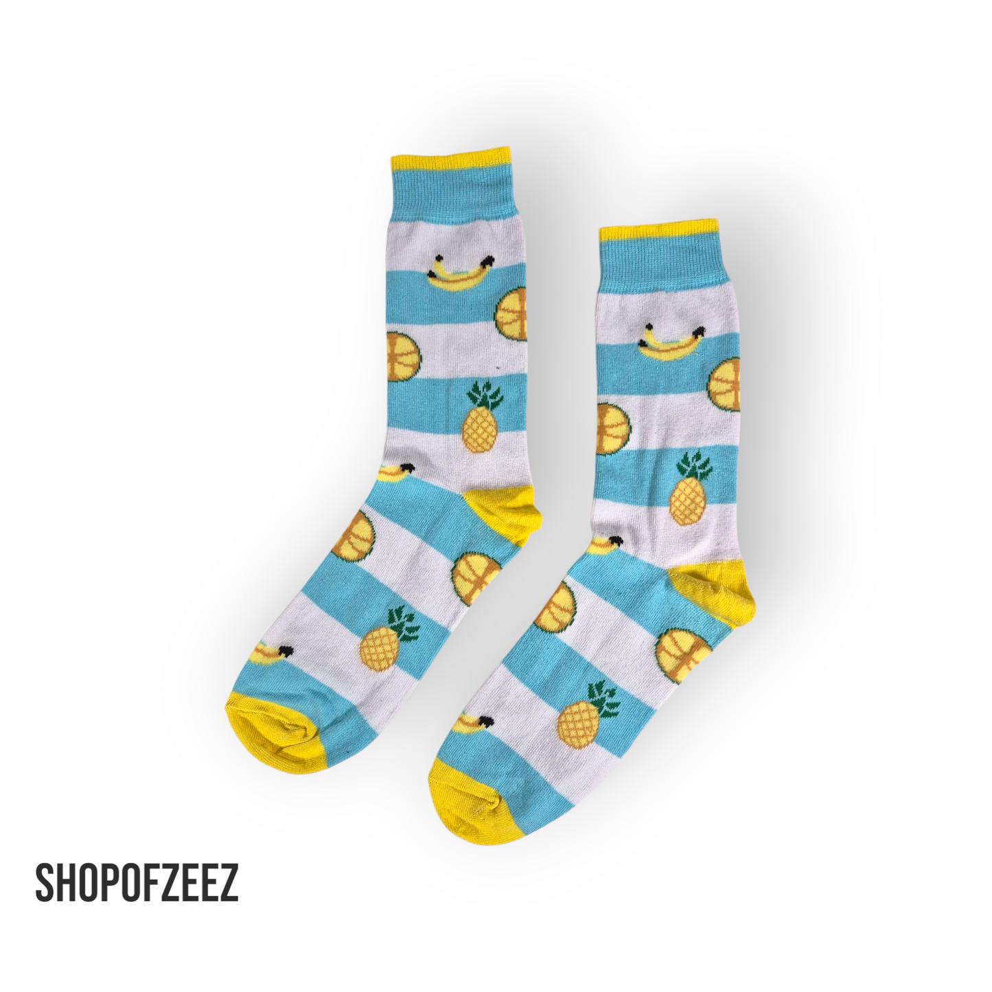 gestreifte Bananen, Ananas, Zitrone Socken, Einheitsgröße: 36-42