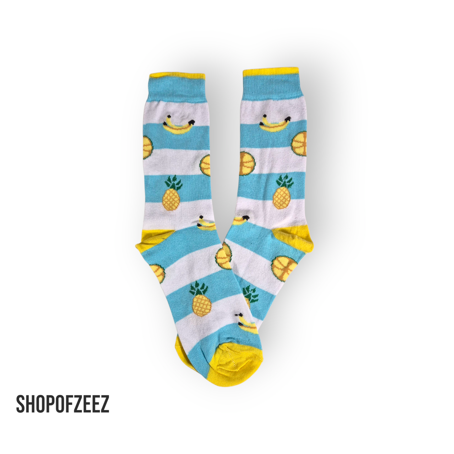 gestreifte Bananen, Ananas, Zitrone Socken, Einheitsgröße: 36-42