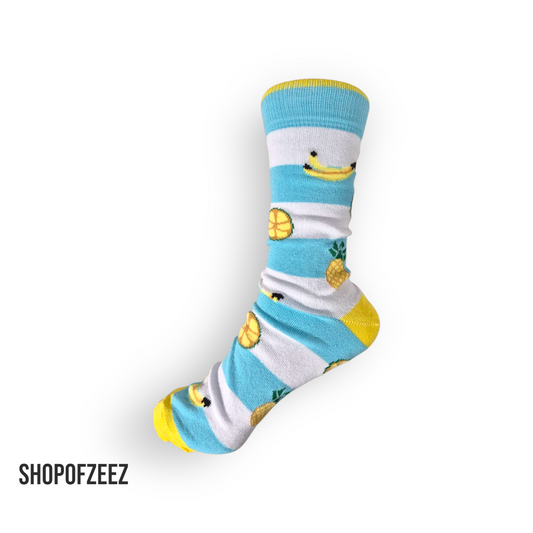 gestreifte Bananen, Ananas, Zitrone Socken, Einheitsgröße: 36-42