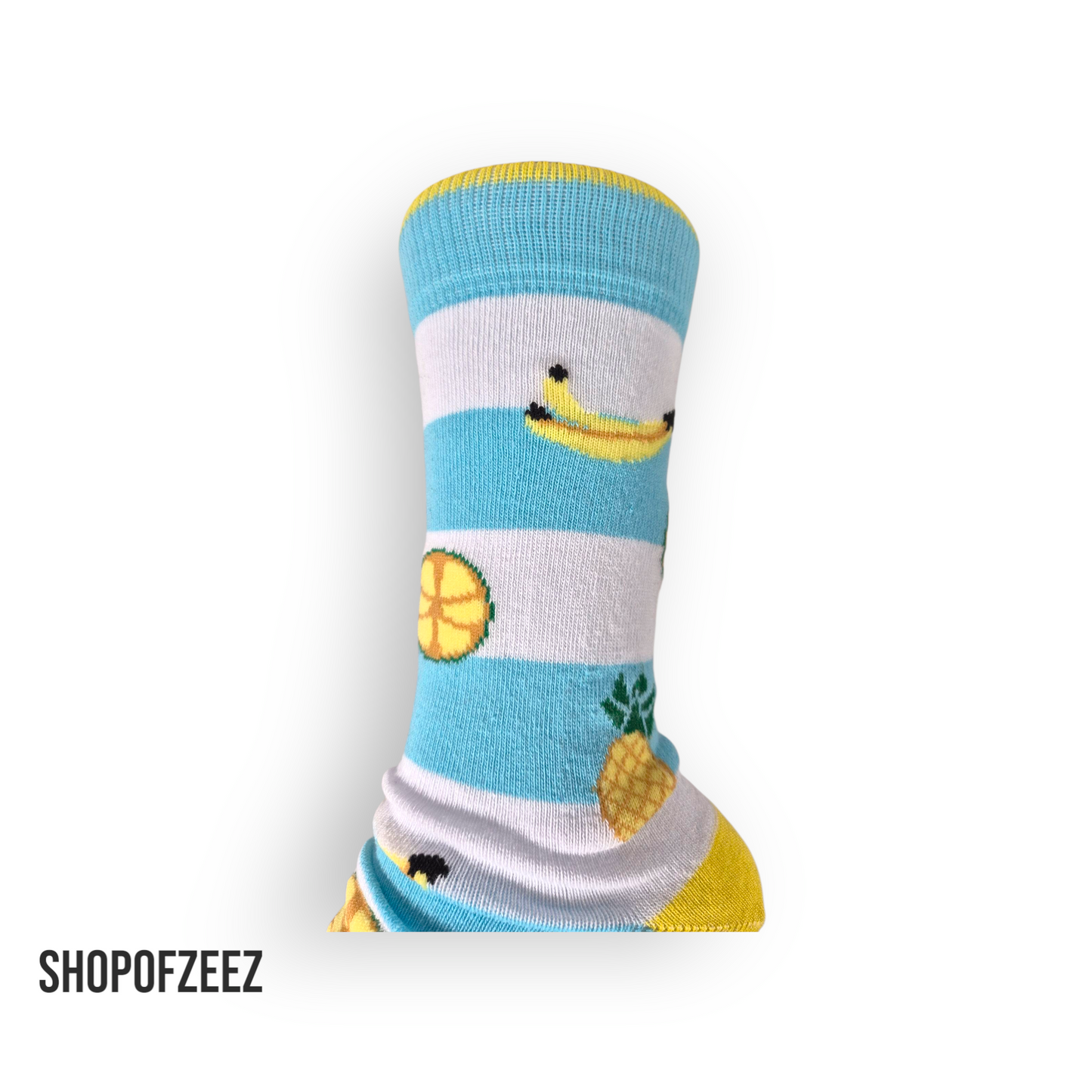 gestreifte Bananen, Ananas, Zitrone Socken, Einheitsgröße: 36-42