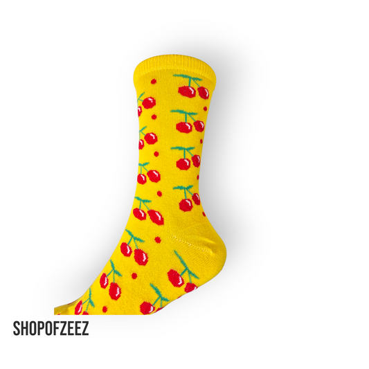 gelb Kirsche Socken, Einheitsgröße: 36-42