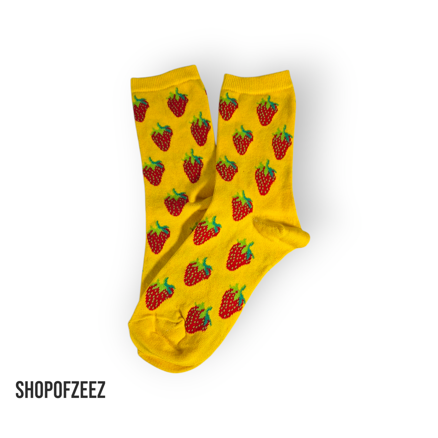 gelb Erdbeeren Socken, Einheitsgröße: 36-42