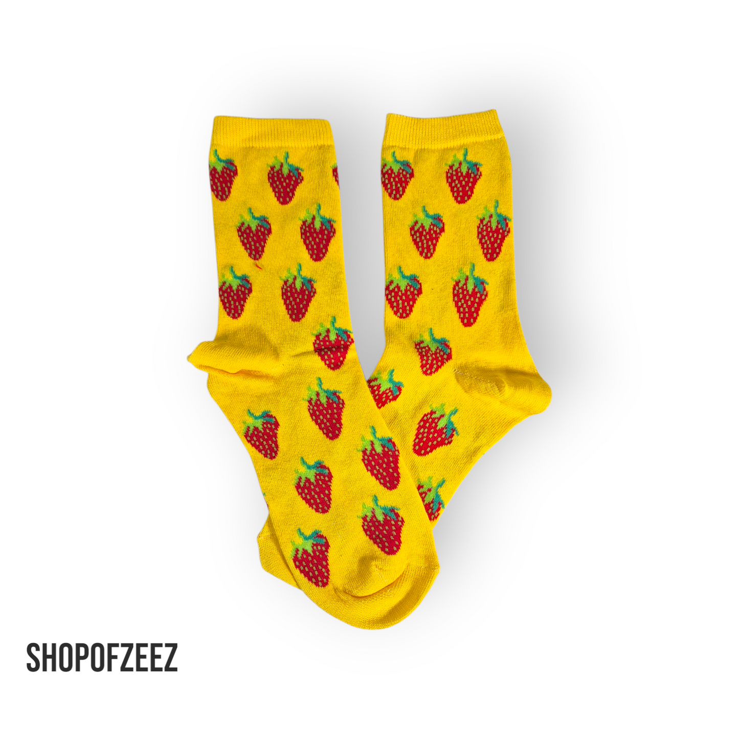 gelb Erdbeeren Socken, Einheitsgröße: 36-42