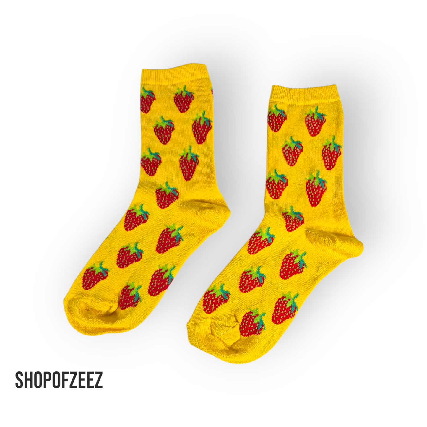 gelb Erdbeeren Socken, Einheitsgröße: 36-42