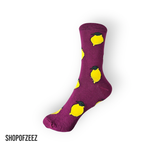 lila Zitronen Socken, Einheitsgröße: 36-42