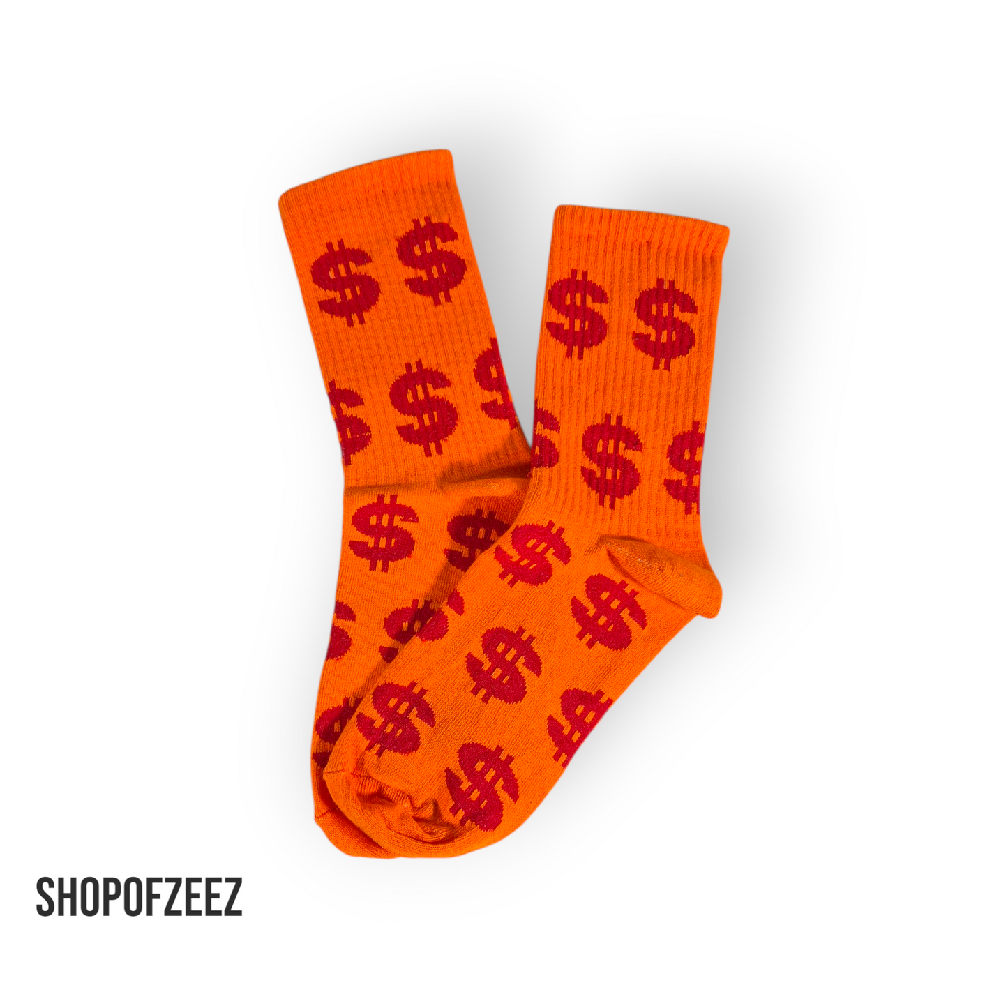 Orange Socken mit Dollar-Muster