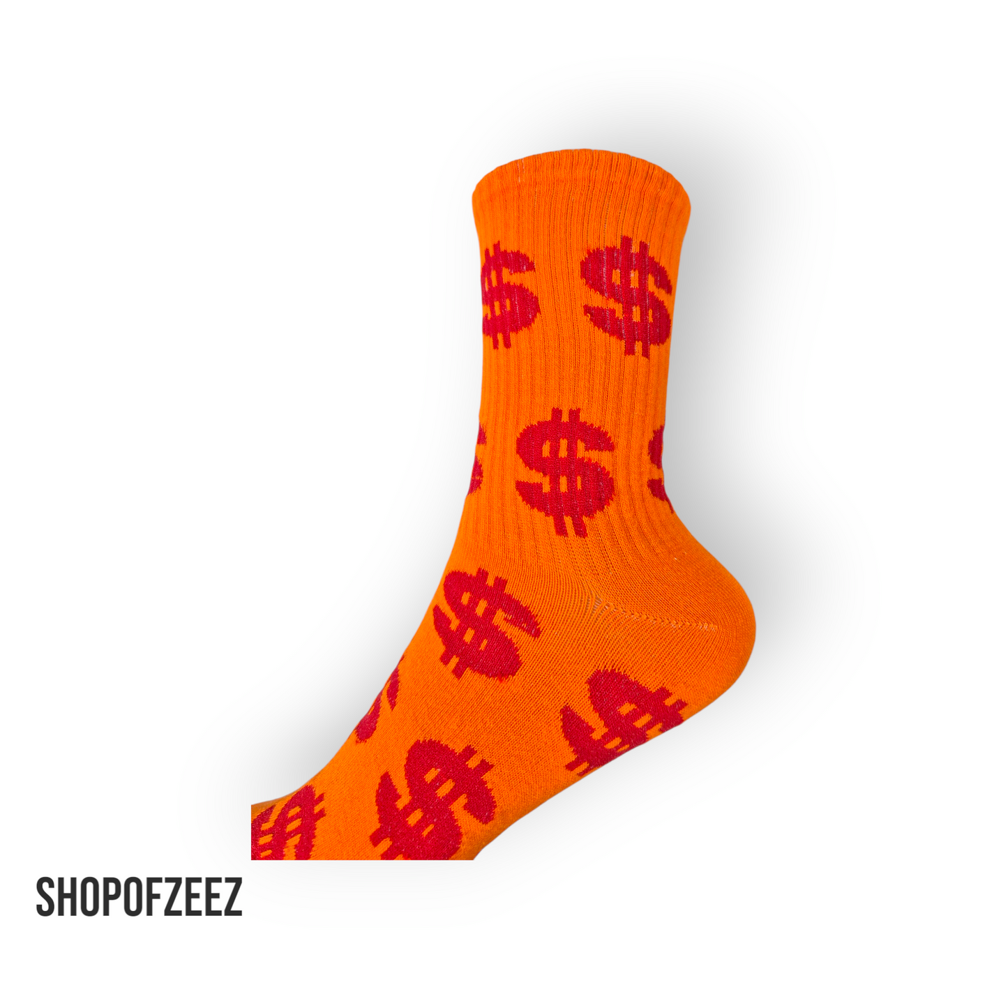 Orange Socken mit Dollar-Muster
