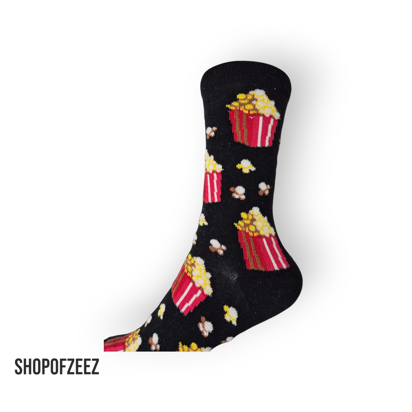 Popcorn-Motiv (Schwarz) – Rote Popcornboxen auf schwarzem Hintergrund