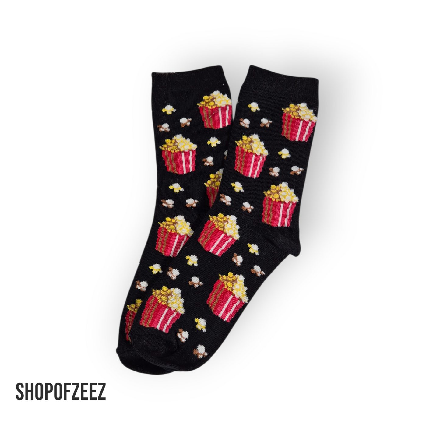 Popcorn-Motiv (Schwarz) – Rote Popcornboxen auf schwarzem Hintergrund