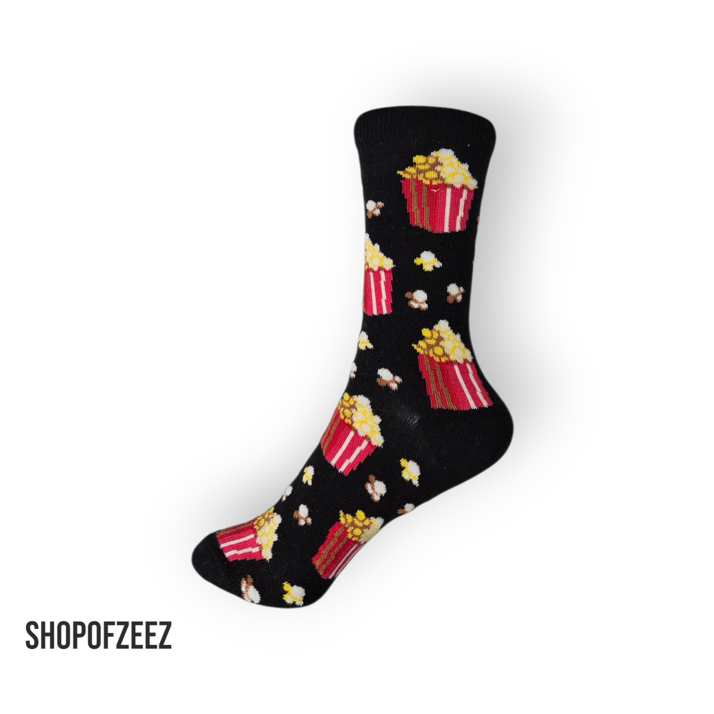 Popcorn-Motiv (Schwarz) – Rote Popcornboxen auf schwarzem Hintergrund