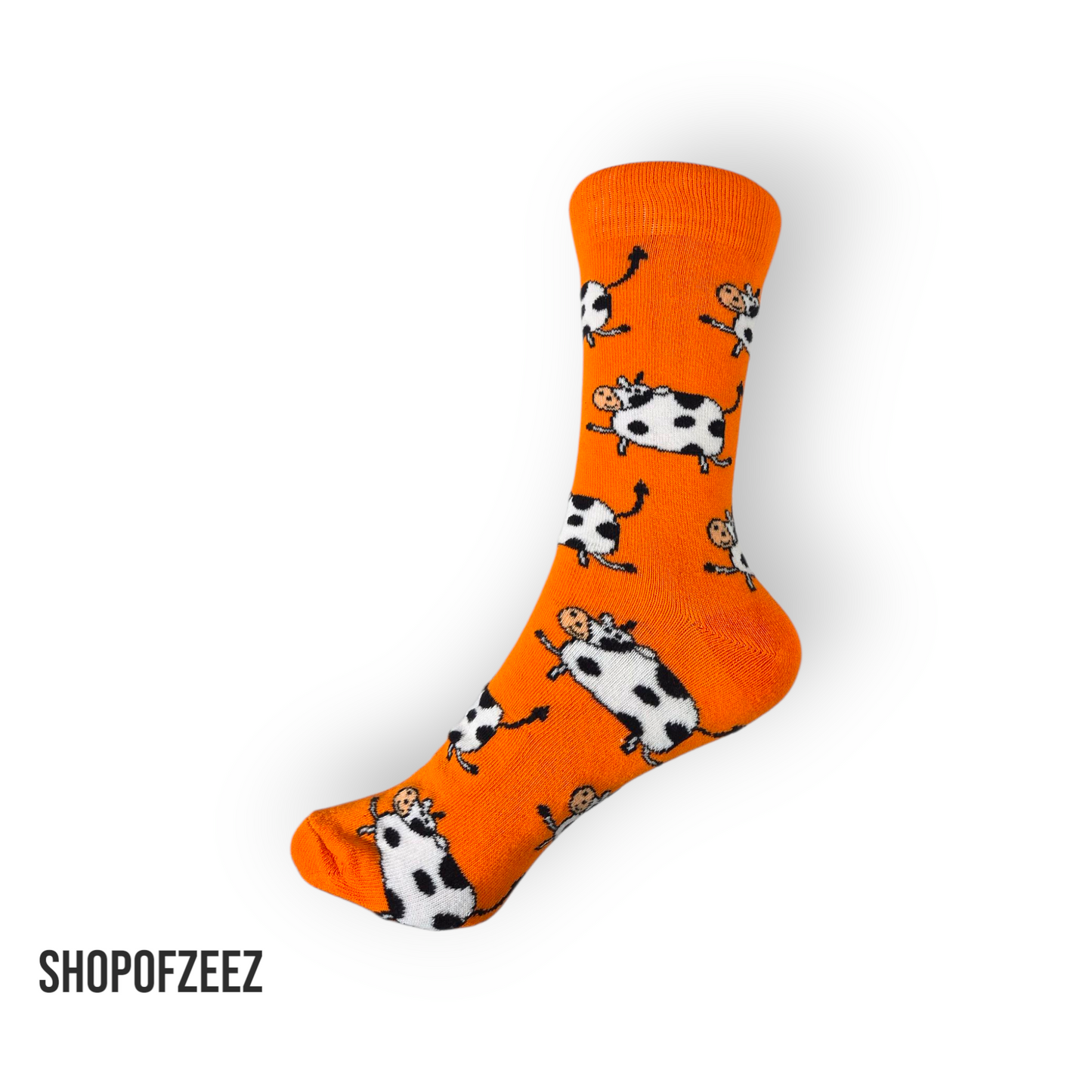 Orange mit Kühen Socken