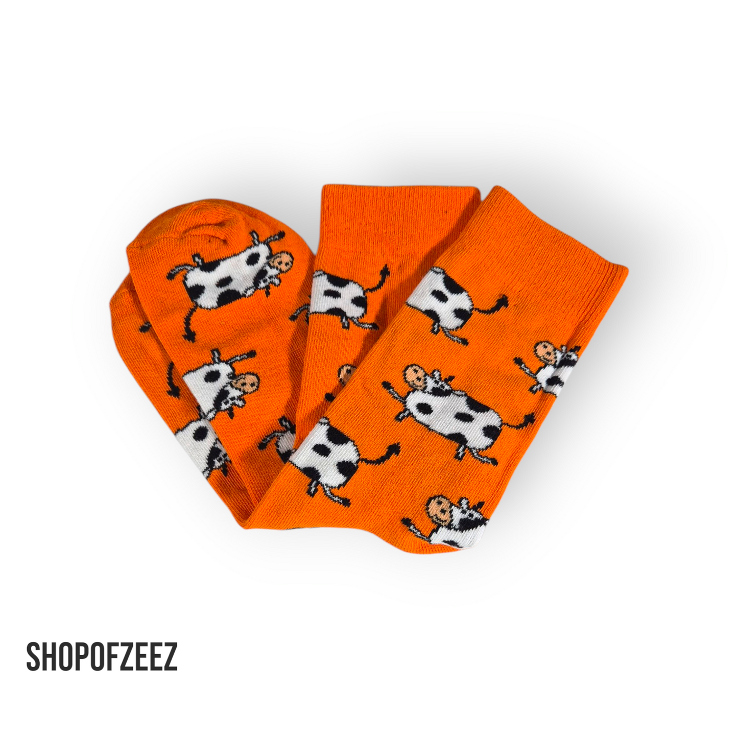 Orange mit Kühen Socken