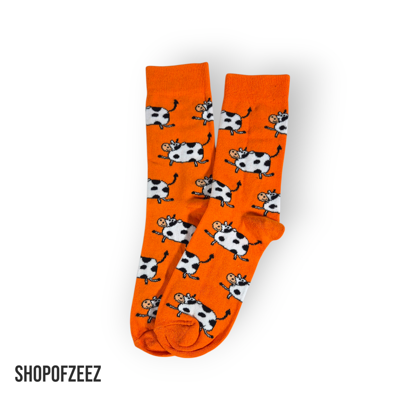 Orange mit Kühen Socken