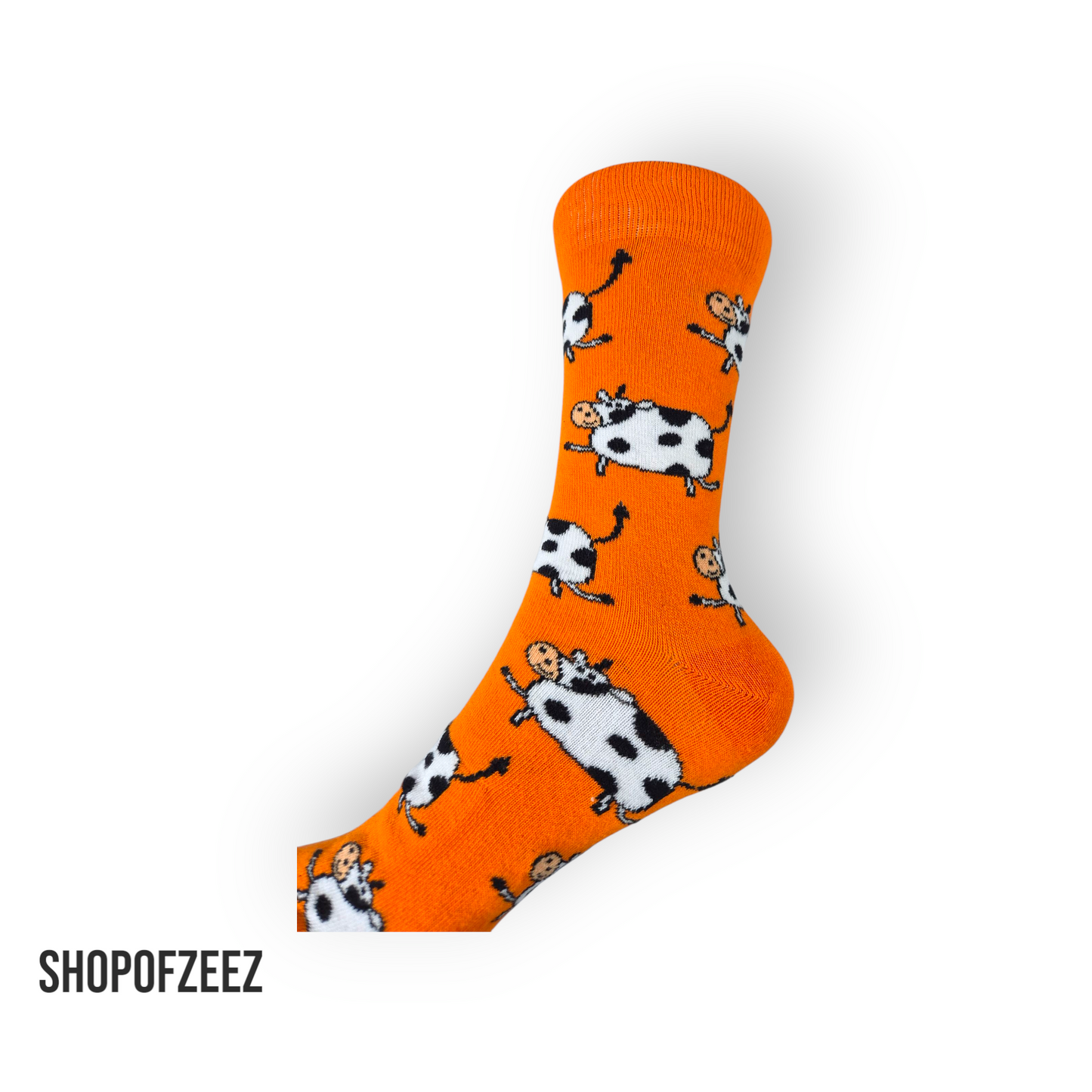 Orange mit Kühen Socken