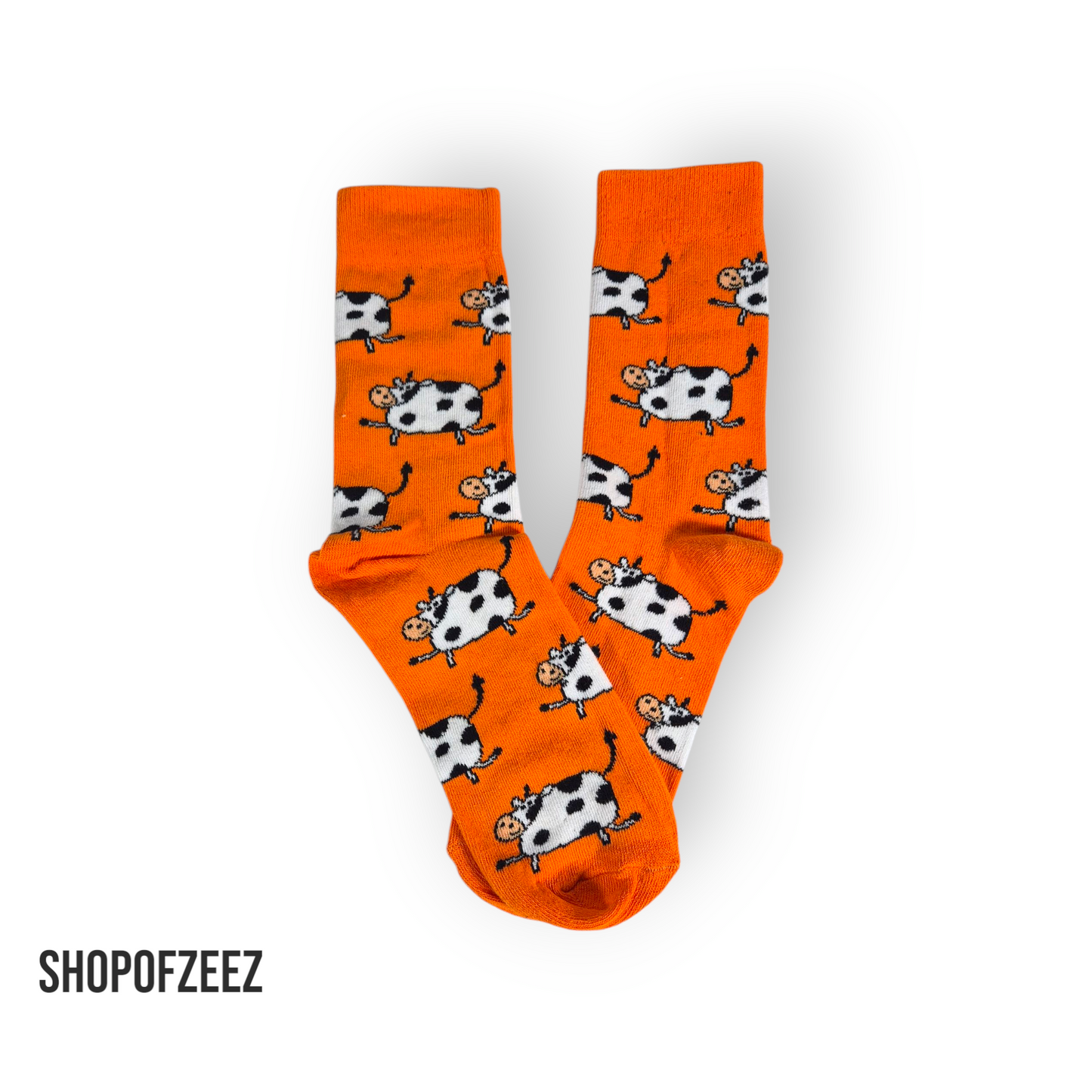 Orange mit Kühen Socken