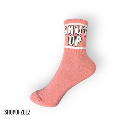 SHUT UP Statement-Socken – Freche rosa Unisex-Socken