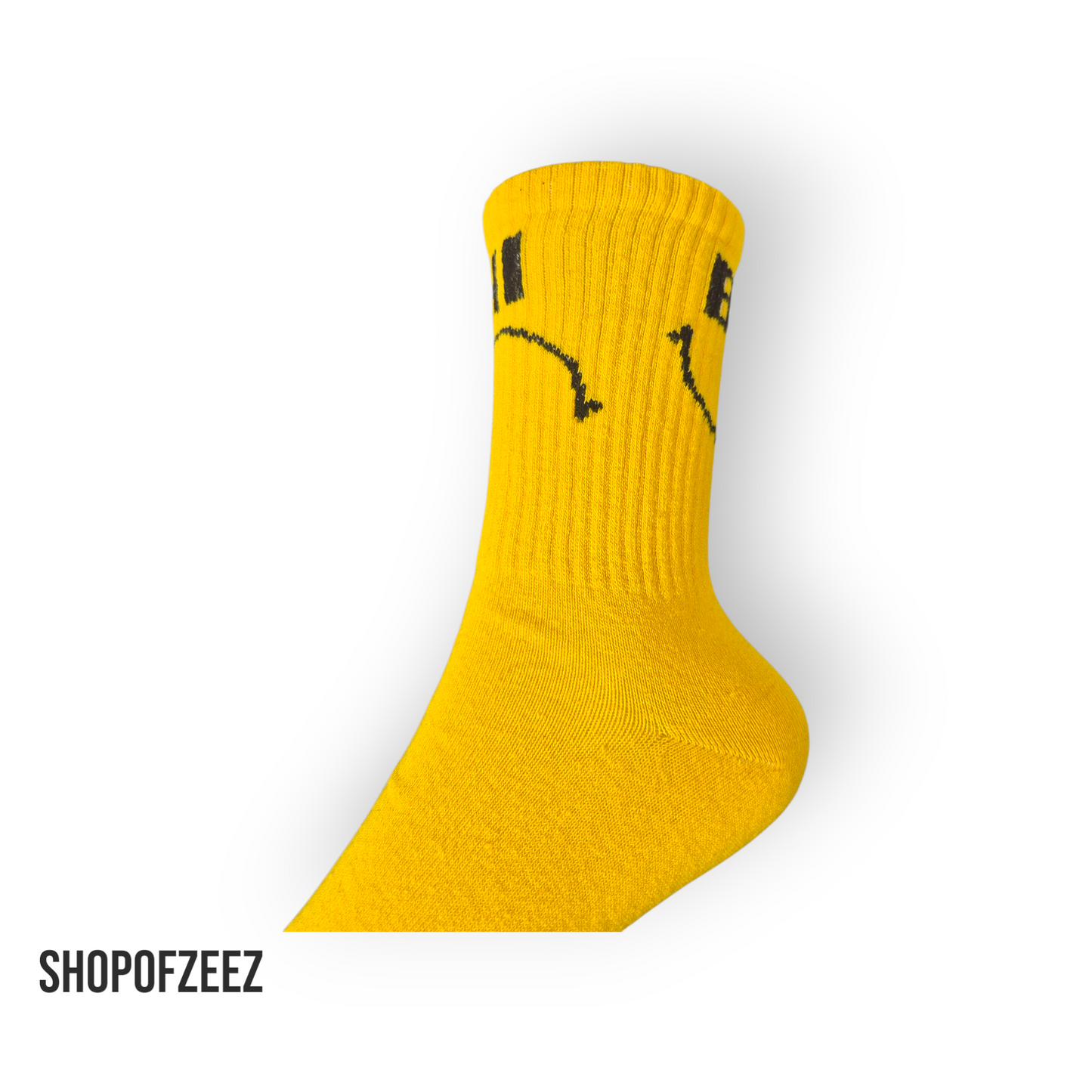 HI & BYE Smiley Socken – Lustige gelbe Motivsocken