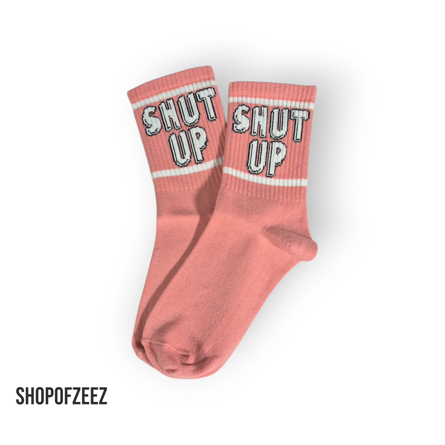 SHUT UP Statement-Socken – Freche rosa Unisex-Socken