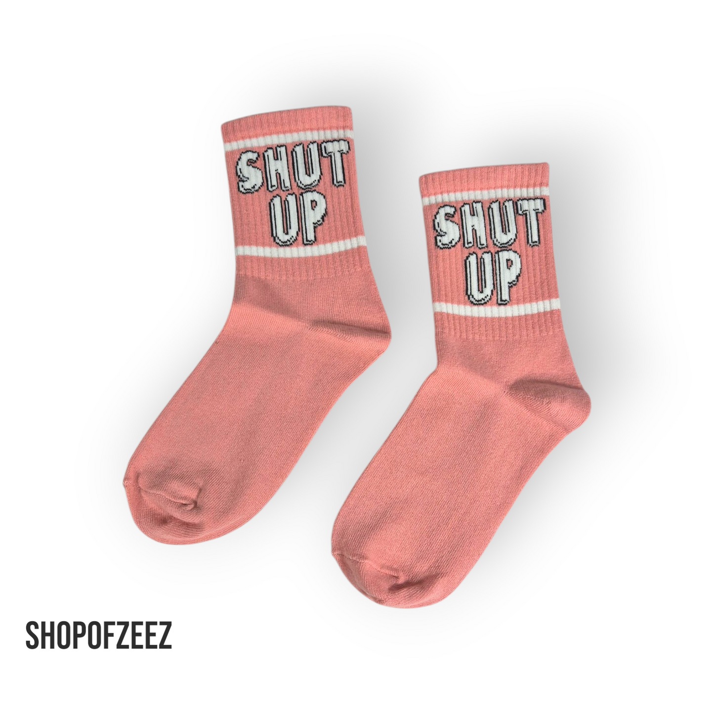 SHUT UP Statement-Socken – Freche rosa Unisex-Socken