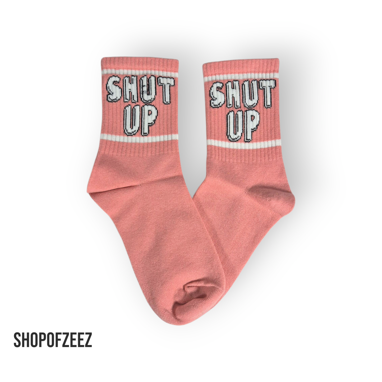 SHUT UP Statement-Socken – Freche rosa Unisex-Socken