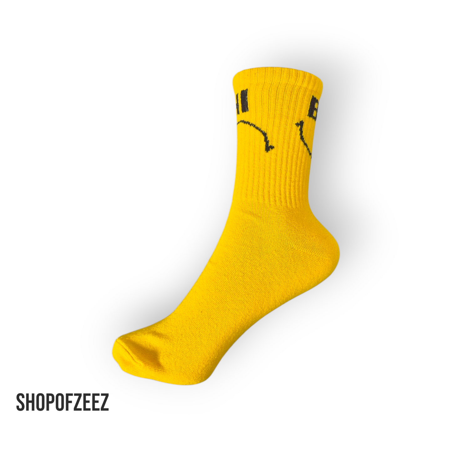 HI & BYE Smiley Socken – Lustige gelbe Motivsocken