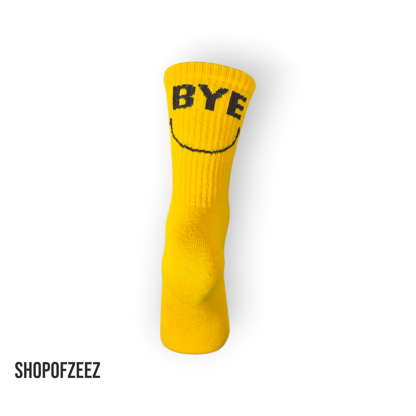 HI & BYE Smiley Socken – Lustige gelbe Motivsocken