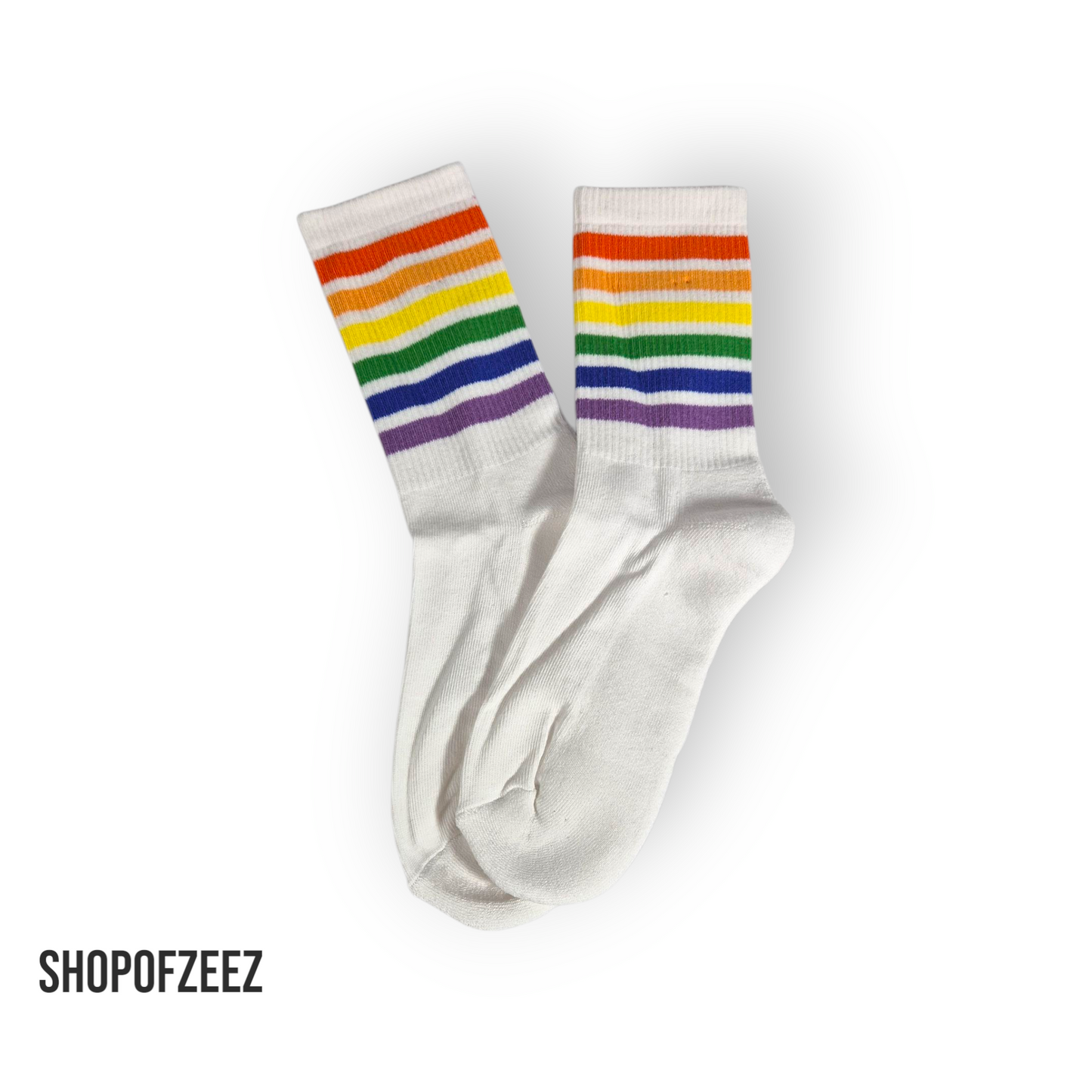 Weiß mit Regenbogenstreifen Sportsocken