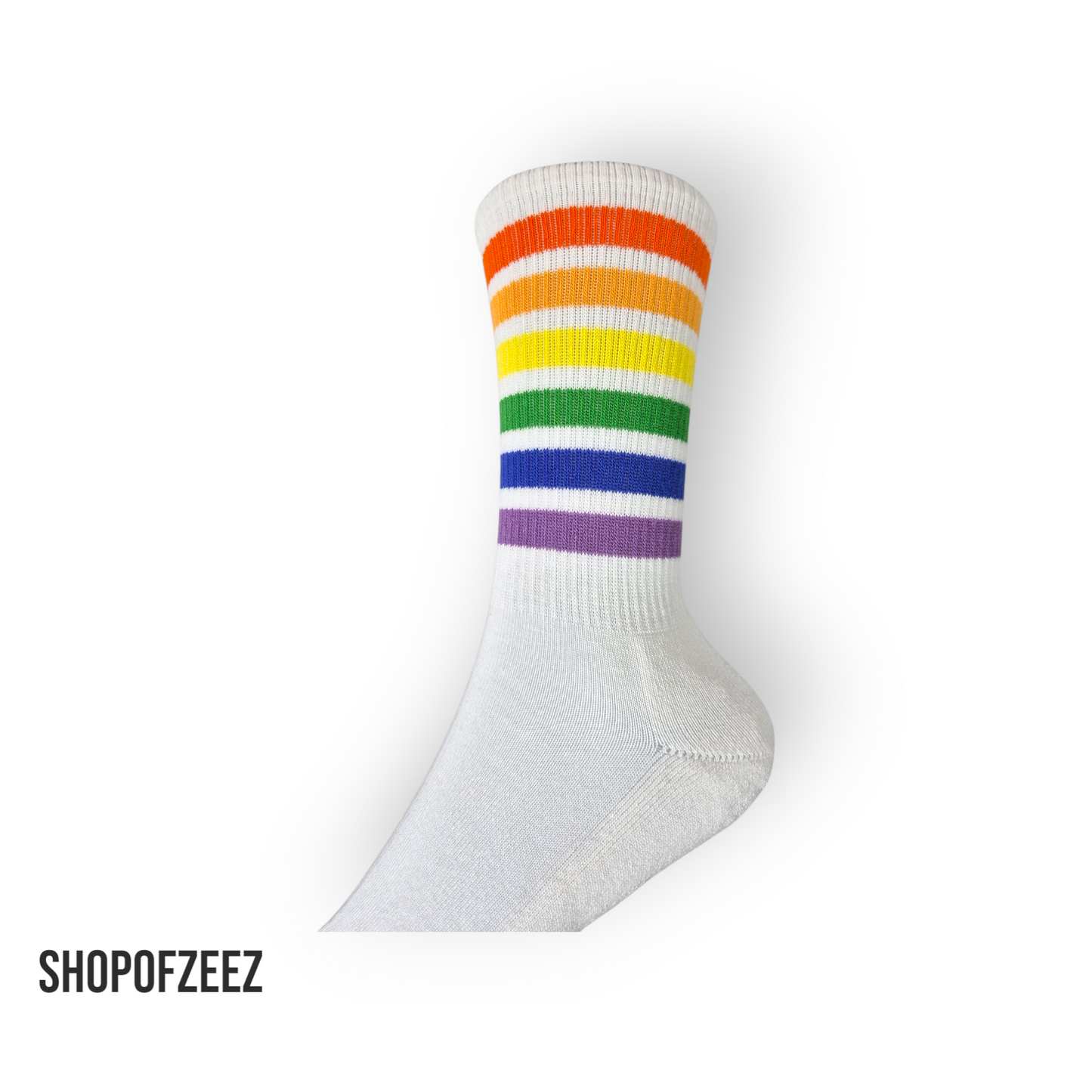 Weiß mit Regenbogenstreifen Sportsocken