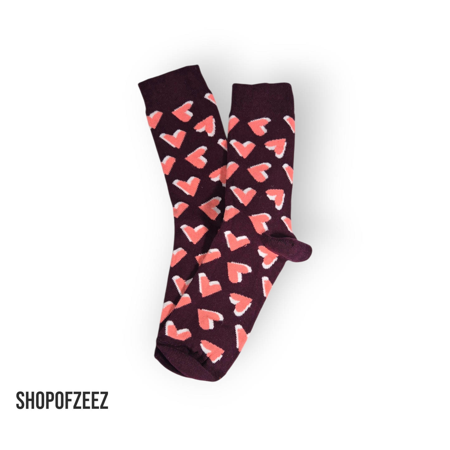 Herz Socken – Dunkelrot/Bordeaux – Romantisches Design – Geschenkidee