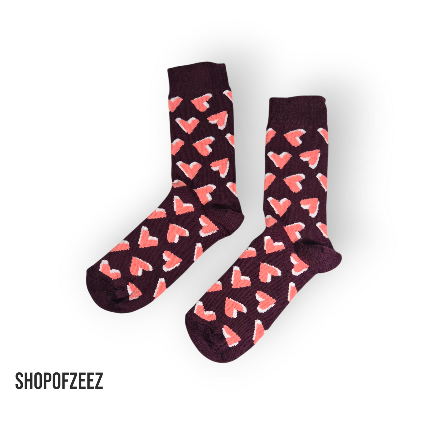 Herz Socken – Dunkelrot/Bordeaux – Romantisches Design – Geschenkidee