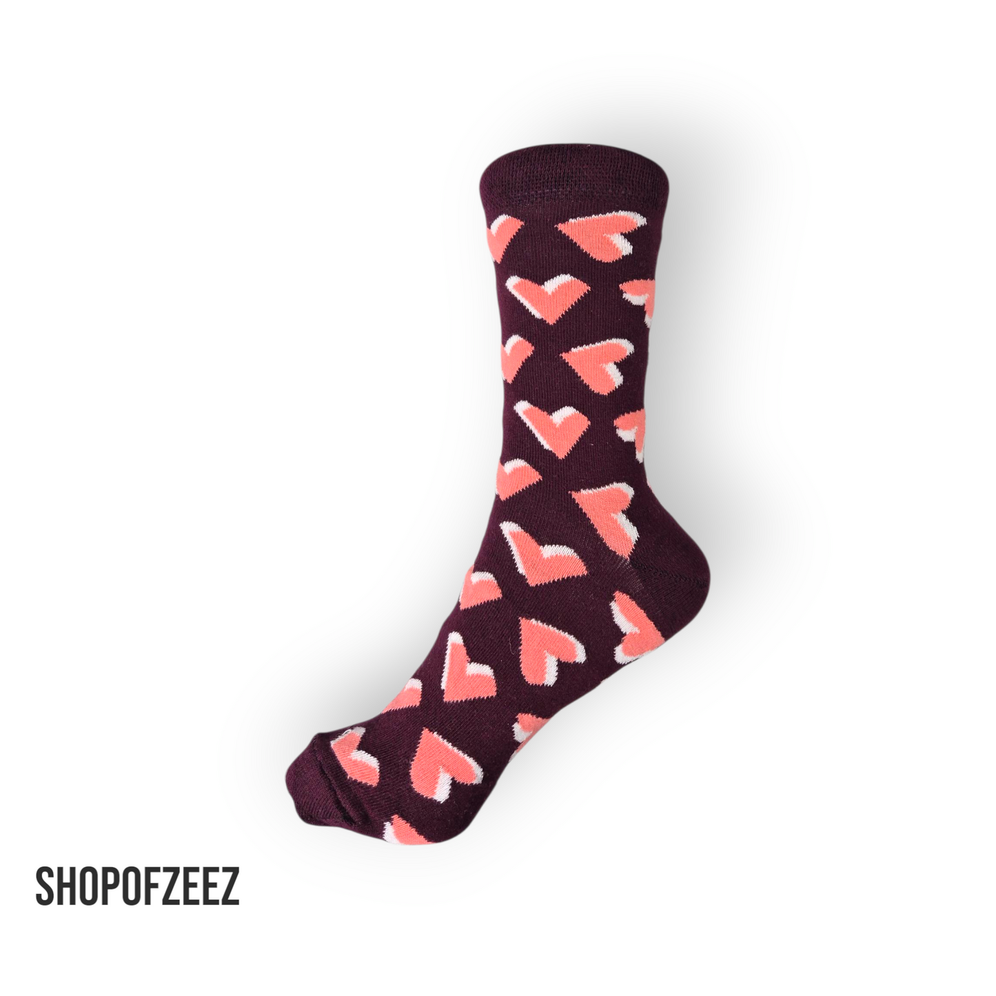 Herz Socken – Dunkelrot/Bordeaux – Romantisches Design – Geschenkidee