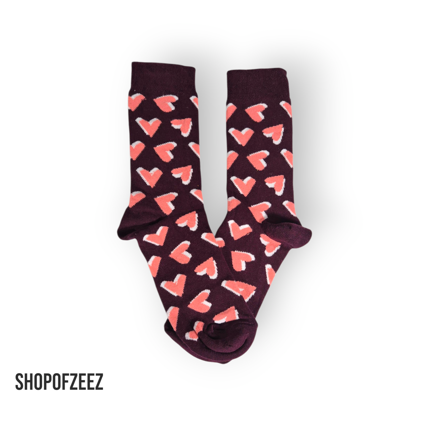 Herz Socken – Dunkelrot/Bordeaux – Romantisches Design – Geschenkidee