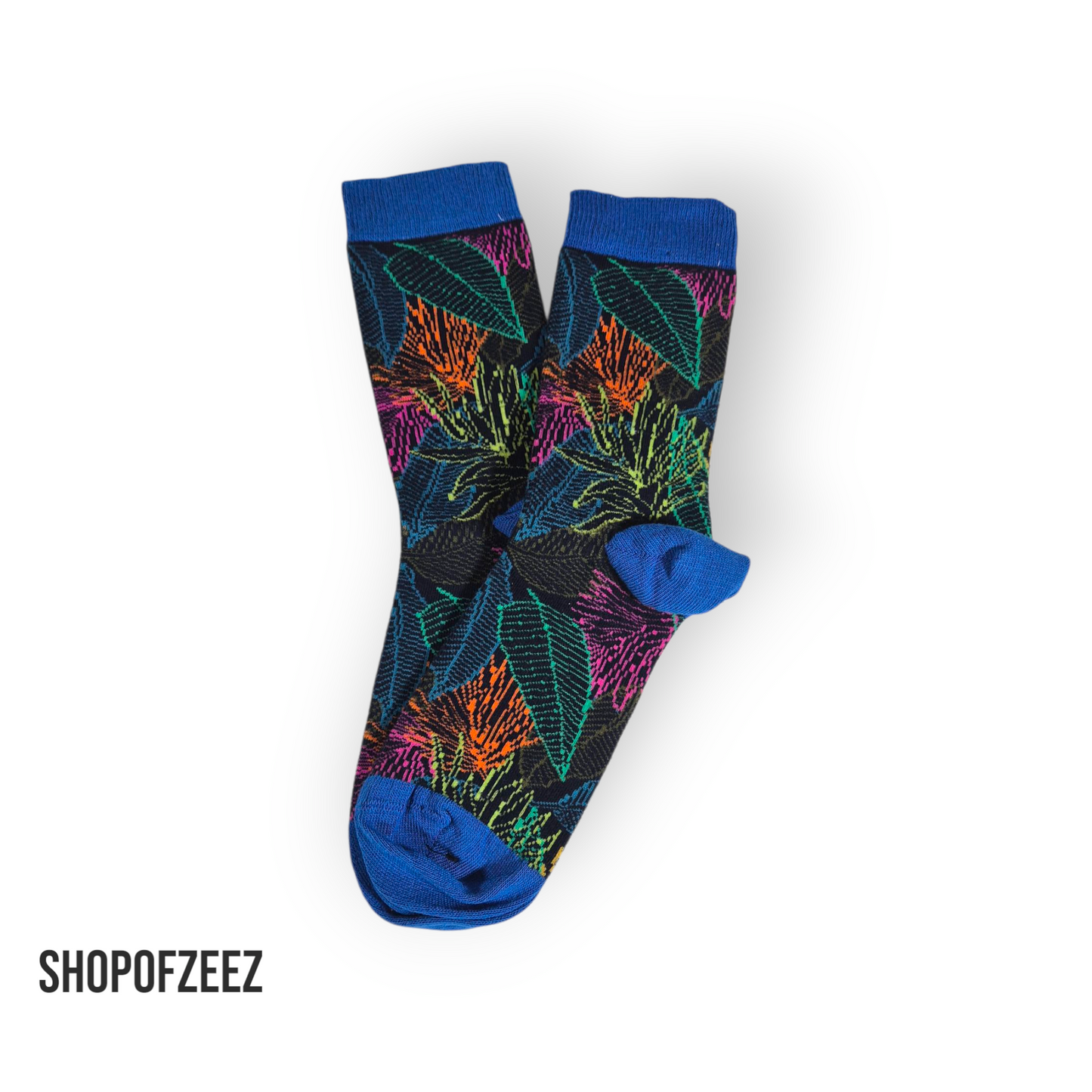 Bunte Premium Baumwollsocken – Stylische Blätter Muster, Atmungsaktiv & Bequem