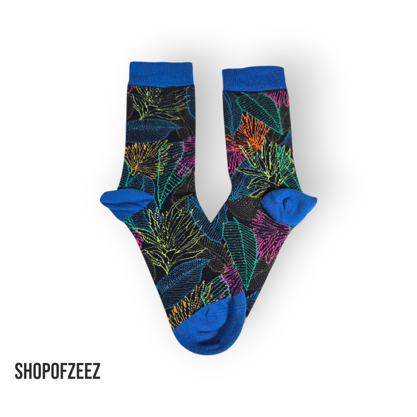 Bunte Premium Baumwollsocken – Stylische Blätter Muster, Atmungsaktiv & Bequem