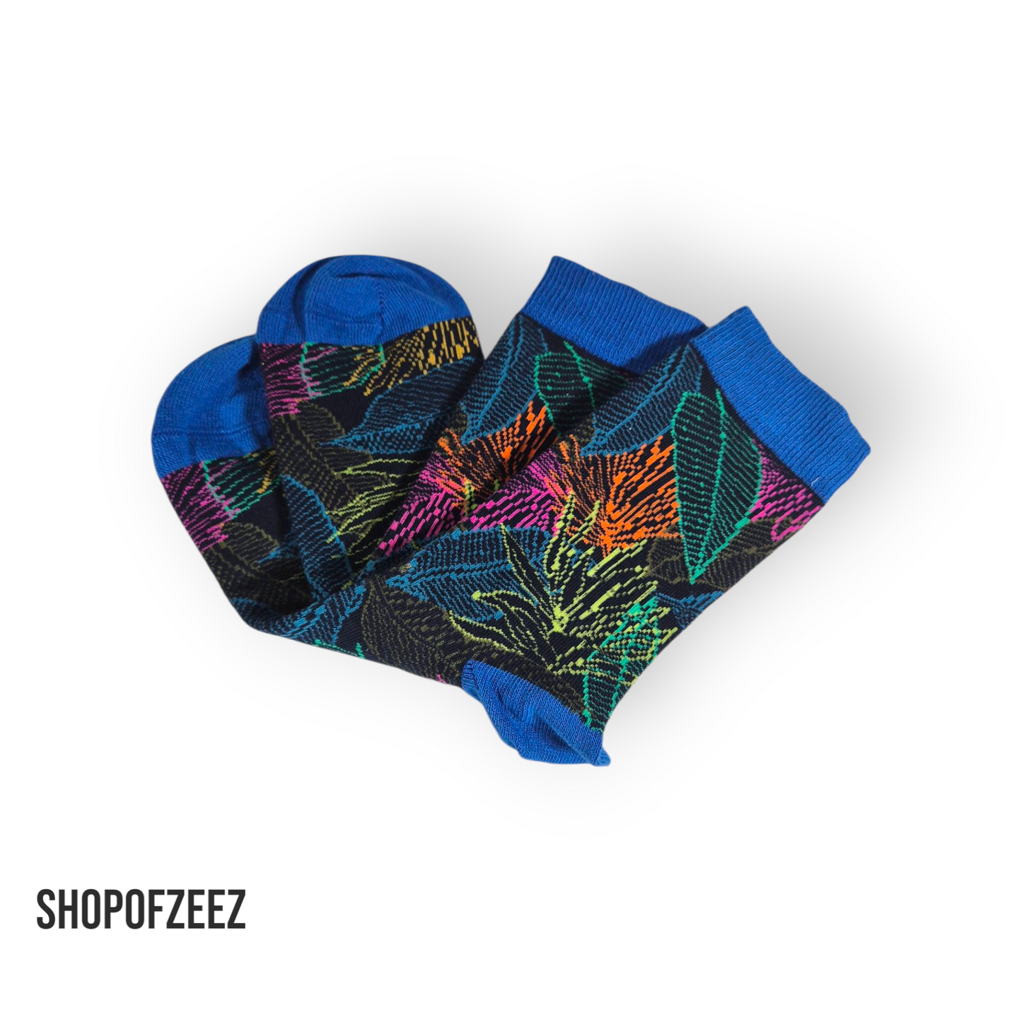 Bunte Premium Baumwollsocken – Stylische Blätter Muster, Atmungsaktiv & Bequem